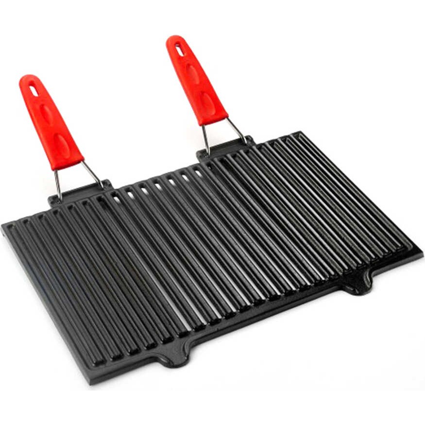 110000010852631.jpg Lava Demir Döküm 40X25 cm Çift Silikon Saplı Dikdörtgen Mangal Izgarası - Görsel 1