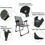 Moniev 2 Adet Kamp Sandalyesi Katlanır Piknik Sandalye Oval Bardaklıklı Gri - Görsel 2