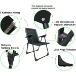 Moniev 2 Adet Kamp Sandalyesi Katlanır Piknik Sandalye Oval Bardaklıklı Siyah - Görsel 2