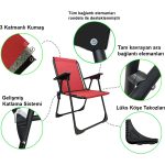 Moniev Natura 2 Adet Kamp Sandalyesi Katlanır Piknik Sandalye Oval Bardaklıklı Kırmızı - Görsel 2