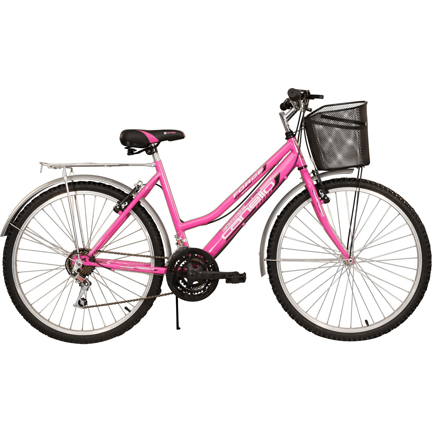 110000112459819.jpg Canello 26 Jant Pembe Çamurluk Bagaj Sepetli 21 Vitesli Bayan Pembe Bisiklet - Görsel 1