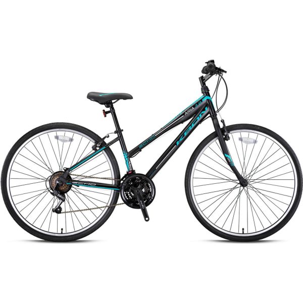 Kron Aria 3.0 V 28 Jant 21 Vites Şehir Bisikleti Mat Siyah-Koyu Turkuaz-Gri (43 Cm)
