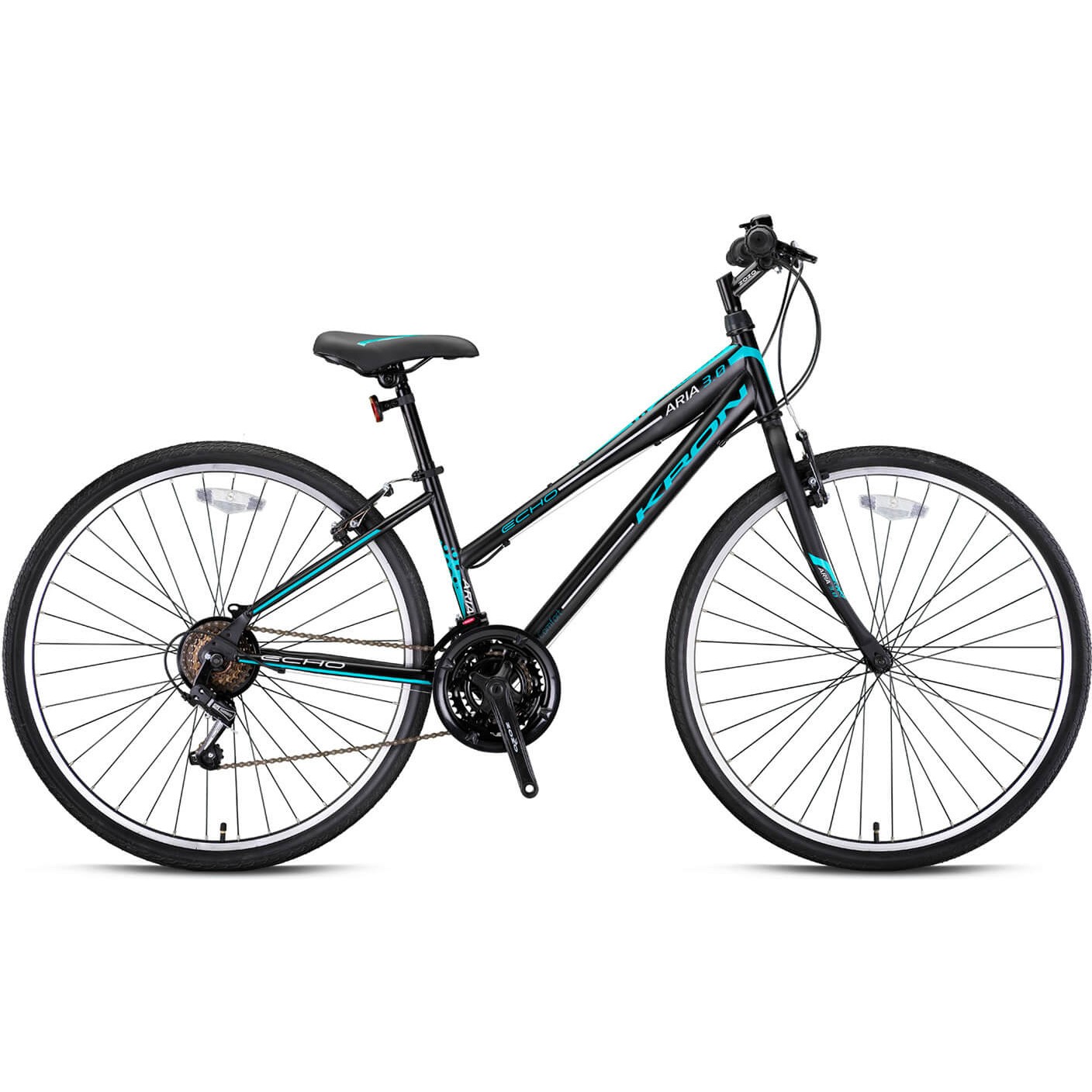 110000136487836.jpg Kron Aria 3.0 V 28 Jant 21 Vites Şehir Bisikleti Mat Siyah-Koyu Turkuaz-Gri (43 Cm) - Görsel 1