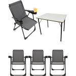 Moniev 4 Adet Kamp Sandalyesi Bardaklıklı Lüks Piknik Sandalye Gri + Katlanır Mdf Masa