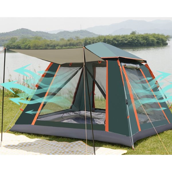 SHUFA Tam Otomatik Su Ve Rüzgar Geçirmez Gölgelikli Tenteli 4-6 Kişilik Kamp Çadırı 240*240*155cm