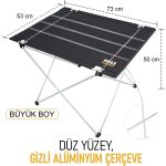 Haegs Ultralight Katlanır Kamp Masası, Piknik, Bbq, Balıkçılık, Avcılık, Plaj, Hiking Için Taşınabilir Kompakt Roll Up Outdoor Kamp Masası Büyük Boy - Gri - Görsel 7