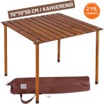 Bag The Joy 70x70x55 Katlanır Rulo Kamp ve Piknik Masası - Kahverengi