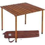 Bag The Joy Ahşap Katlanır Masa Sandalye Seti Kahverengi - Bej Kılıf 70X70X55 Kahverengi Masa - Görsel 3