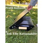 Buff Pratik Katlanır Mangal Krom Izgaralı Kolay Katlanabilir Mangal Koruma Kılıflı Dayanıklı Mangal - Görsel 4