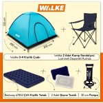 Walke Lüks Kamp Seti 4 Kişilik Çadır+ Çift Kişilik Yatak+ 2 Sandalye + Pompa+ 2 Yastık - Görsel 2
