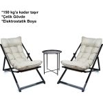 Hastunç Hastunç Minderli - Zora Şezlong Seti Bahçe&balkon&teras&plaj Katlanır Ikili Set - 2 Şezlong 1 Sehpa