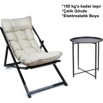 Hastunç Hastunç Minderli - Zora Şezlong Seti Bahçe&balkon&teras&plaj Katlanır Ikili Set - 2 Şezlong 1 Sehpa - Görsel 5
