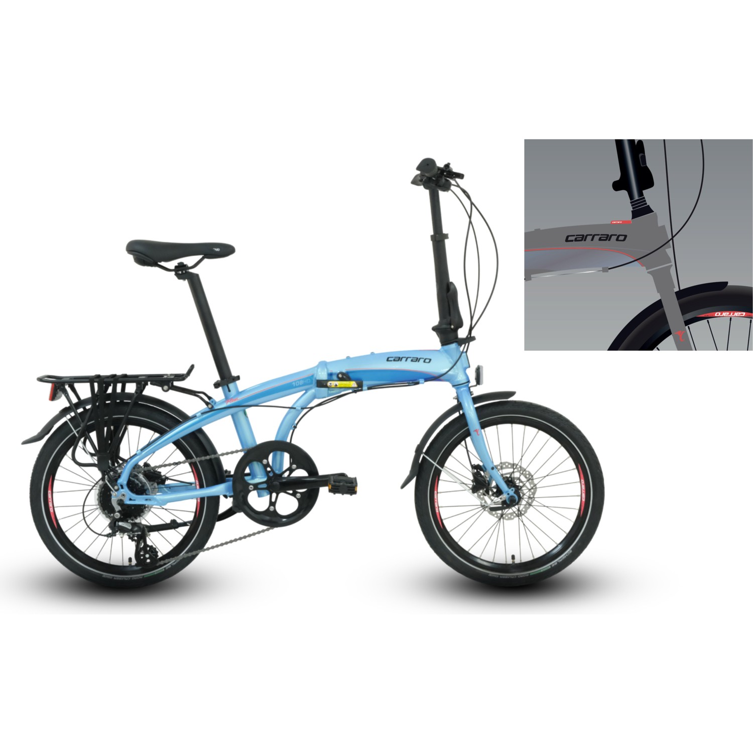 110000719360758.jpg Carraro Flexi 108 Hd 20 Jant Katlanabilir Bisiklet (Metalik Koyu Gri Koyu Turkuaz) - Görsel 1