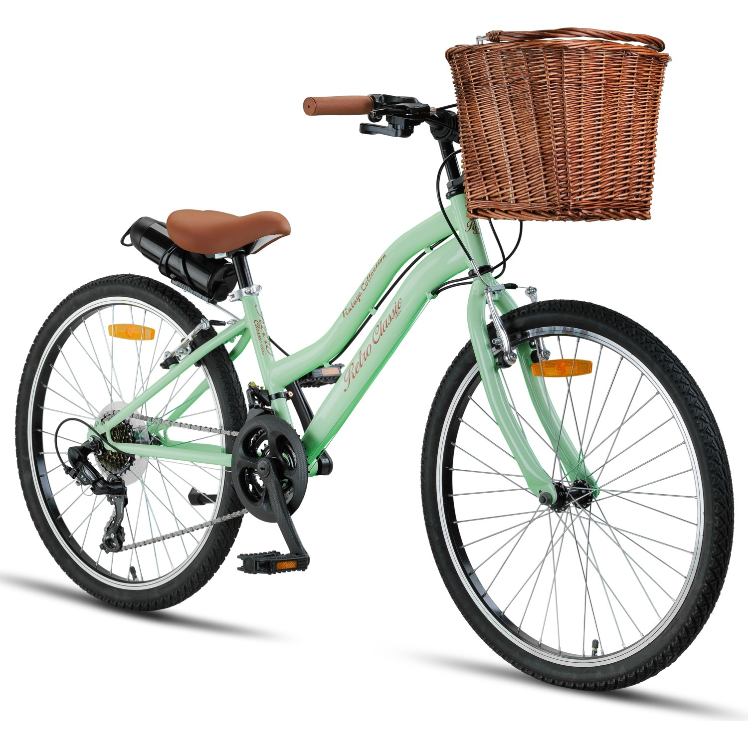 110000759525893.jpg Trendbisiklet Retro Classic 24 Jant 21 Vites Shımano, Kadın Bisikleti Mint Yeşili-Kahve - Görsel 1