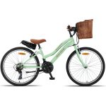 Trendbisiklet Retro Classic 24 Jant 21 Vites Shımano, Kadın Bisikleti Mint Yeşili-Kahve - Görsel 2