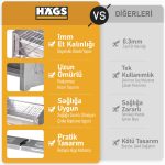 Haegs Katlanır Mangal, Paslanmaz Çelik Krom, Barbekü Kömür Mangalı, Izgaralı, Taşınabilir Pratik Mangal - Görsel 2