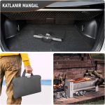 Haegs Katlanır Mangal, Paslanmaz Çelik Krom, Barbekü Kömür Mangalı, Izgaralı, Taşınabilir Pratik Mangal - Görsel 5
