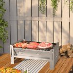 Haegs Katlanır Mangal, Paslanmaz Çelik Krom, Barbekü Kömür Mangalı, Izgaralı, Taşınabilir Pratik Mangal - Görsel 7