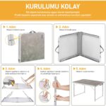 Haegs Portatif Kamp Masası, 2 Yükseklik Ayarlı, Katlanır Alüminyum Piknik Masası 90X50 - Antrasit - Görsel 3
