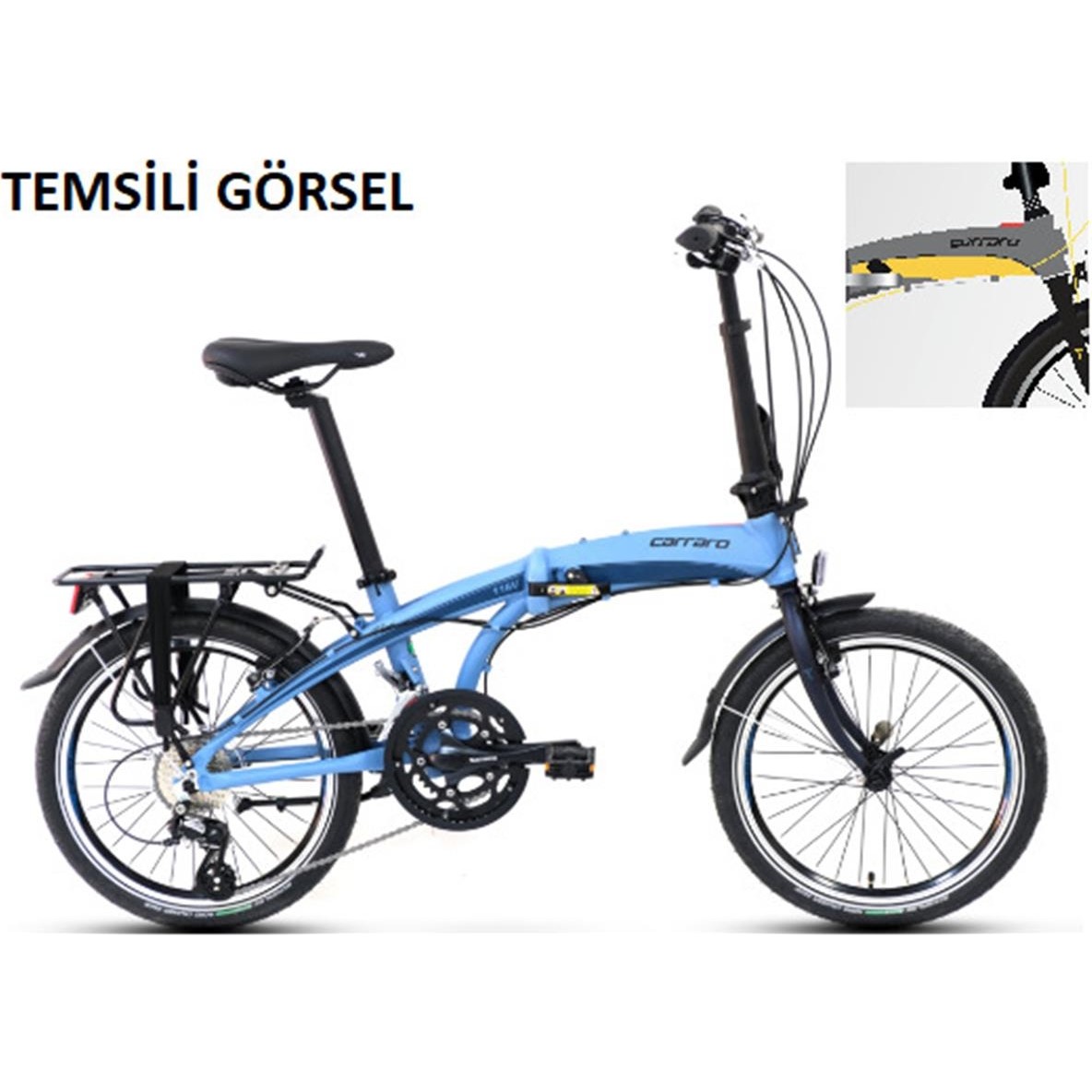 110000810617886.jpg Carraro 20J Carraro Flexı 116 Vb Katlanır Bisiklet - Mat Kül Gri Siyah Sarı - Görsel 1