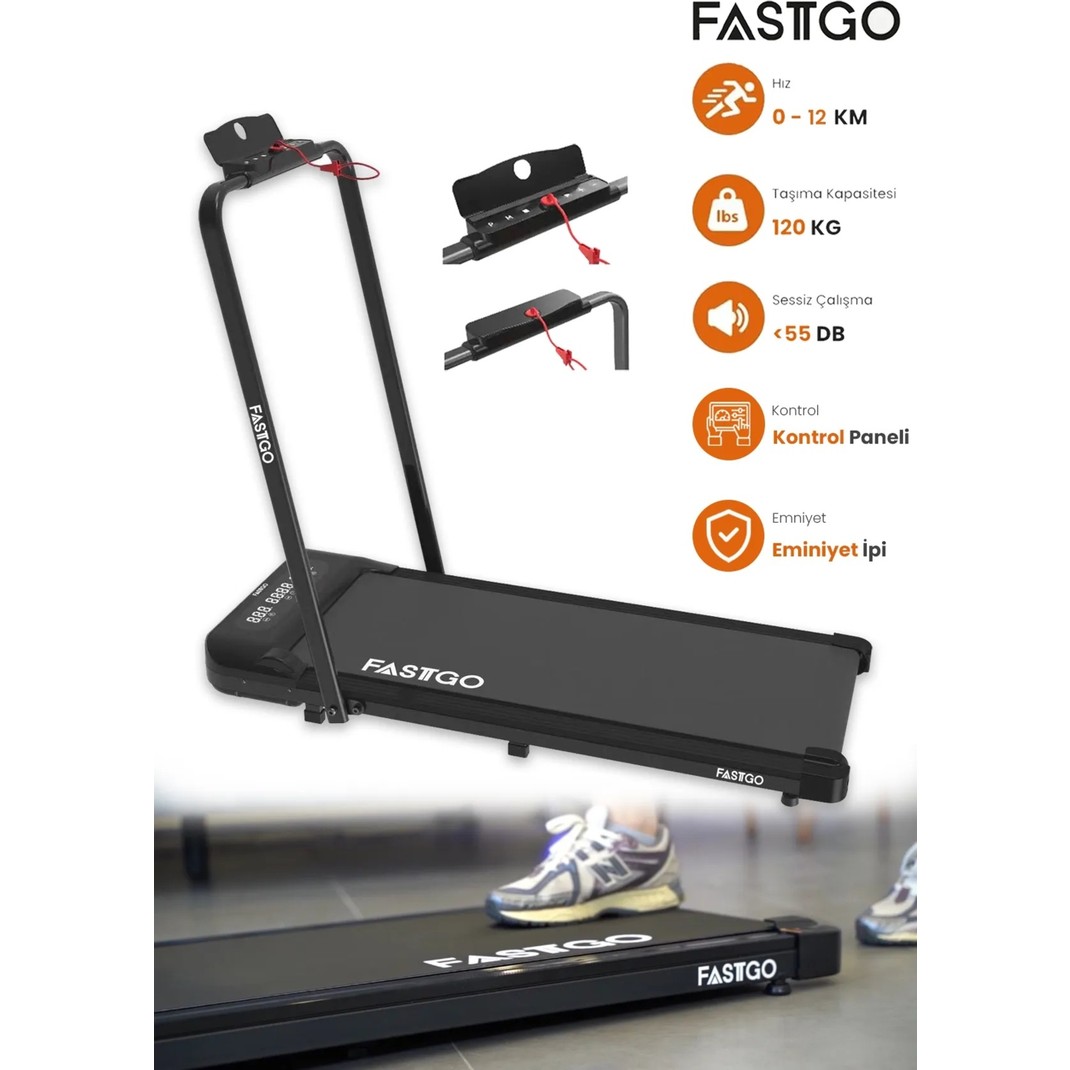 110000812024216-1.jpg Fastgo 2 In 1 Uzaktan Kumandalı Ekranlı Portatif Yürüyüş ve Koşu Bandı 12 Km Hız - Görsel 1