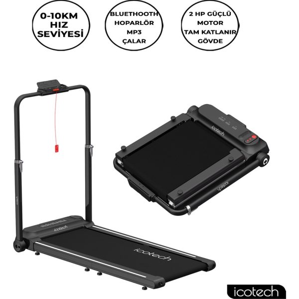 Icotech T10 Pro 10KM Mp3 Katlanabilir Yürüyüş ve Koşu Bandı