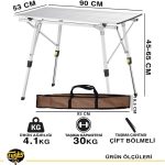 Funky Chairs Elite Alüminyum Teleskopik Ayaklı Kamp Piknik Masası-Gri - Görsel 2