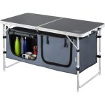 Haegs  Saklama Dolaplı Kamp Masası, Katlanabilir Alüminyum Piknik Kamp Masası Mutfağı Dolabı Antrasit