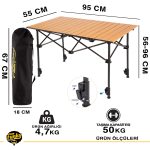 FUNKY CHAIRS Falcon Katlanabilir Teleskopik Ayaklı Alüminyum Kamp Masası (95X55X56-96CM) - Ahşap Desen - Görsel 3