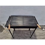 İklim Ayaklı Demir Mangal 40X70 Yerden Yüksekliği 75 cm Seyyar Portatif Oluklu Izgara - Görsel 3