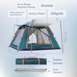 Black Island Kamp Seti 4 Kişilik Kamp Çadırı Çift Kişilik Yatak Yastık Pompa - Görsel 3