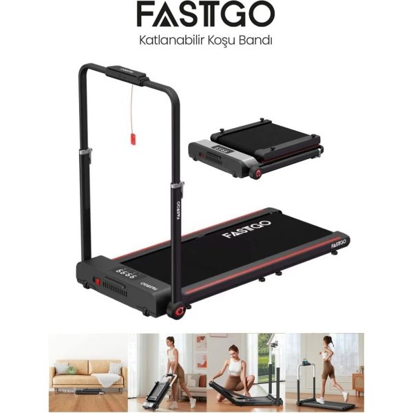Fastgo Kumandalı Yürüyüş ve Koşu Bandı Katlanabilir Yüksek Performans Ev Tipi 12KM Hız 120KG