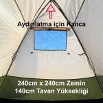Monicamp 4 Kişilik Kamp Çadırı 3 Mevsim Çift Katmanlı Çift Renk Kumaş 240CM x 240CM x 140CM - Görsel 2