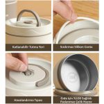 Valkyrie 2 Gözlü Paslanmaz Çelik Isı Yalıtımlı Yemek Kabı Seti Çantalı 304 Steel 420ML + 550ML - Görsel 3