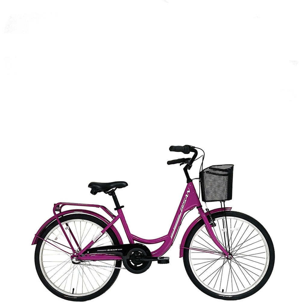 110000981404916.jpg Bisan Sorrento Şehir Bisikleti 36 cm V 24 Jant 3 Vites Mor Beyaz - Görsel 1