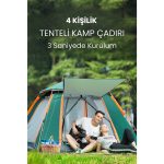 4 Kişilik Tam Otamatik Tenteli Kamp Çadırı Portatif Anti-Uv Outdoor Plaj Piknik Çadırı - Görsel 5
