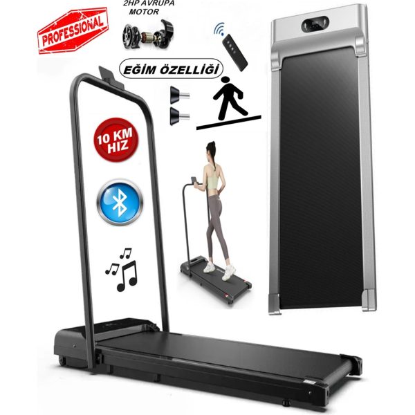 Reidan Eğim Aparatlı 2hp Yürüme ve Koşu Bandı 7 Katmanlı  Uzaktan Kumandalı Portatif Katlanabilir Koşu Cihazı Aleti