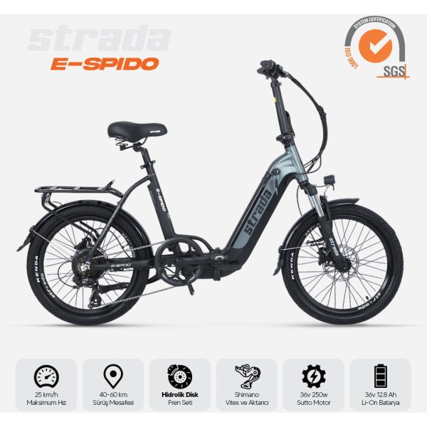 Stradacycles E-Spido Hidrolik Disk 20 Jant Katlanabilir Elektrikli Bisiklet