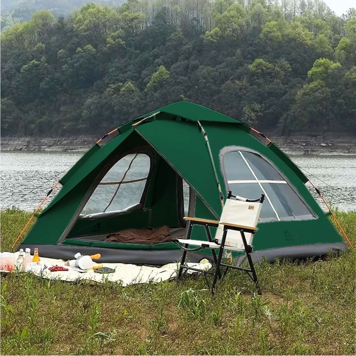 110001005676388.jpg 3 Kişilik Çift Katmanlı Tam Otomatik Kamp Çadırı 220x200x145cm - Görsel 1
