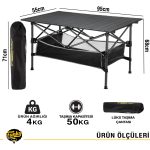 Funky Chaırs Family Large Katlanabilir Alüminyum Kamp Masası (95X55X68CM) - Siyah - Görsel 4