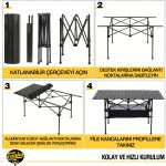 Funky Chaırs Family Large Katlanabilir Alüminyum Kamp Masası (95X55X68CM) - Siyah - Görsel 6