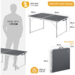 Haegs Portatif Kamp Masası, 2 Yükseklik Ayarlı, Katlanır Alüminyum Piknik Masası 90X50 - Antrasit - Görsel 8